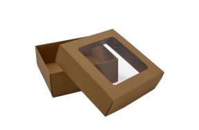 KRAFT PAPER BOX WITH WINDOW 13x13x5cm SET/20